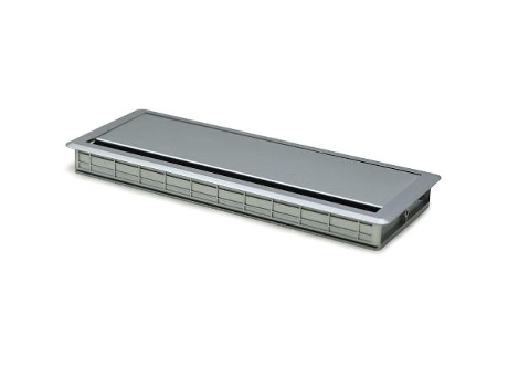 Pasacable con tapa amortiguador simple plata con amortiguacion. medidas 300x120x25mm.
