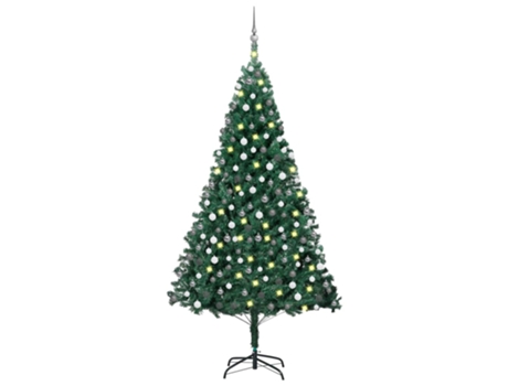 Árbol de Navidad preiluminado VIDAXL con luces y bolas verde (210 cm)