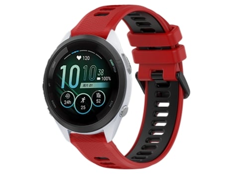Correa Smartwatch para Garmin Forerunner 265S 18mm Silicona Bicolor Sport (Rojo + Negro)