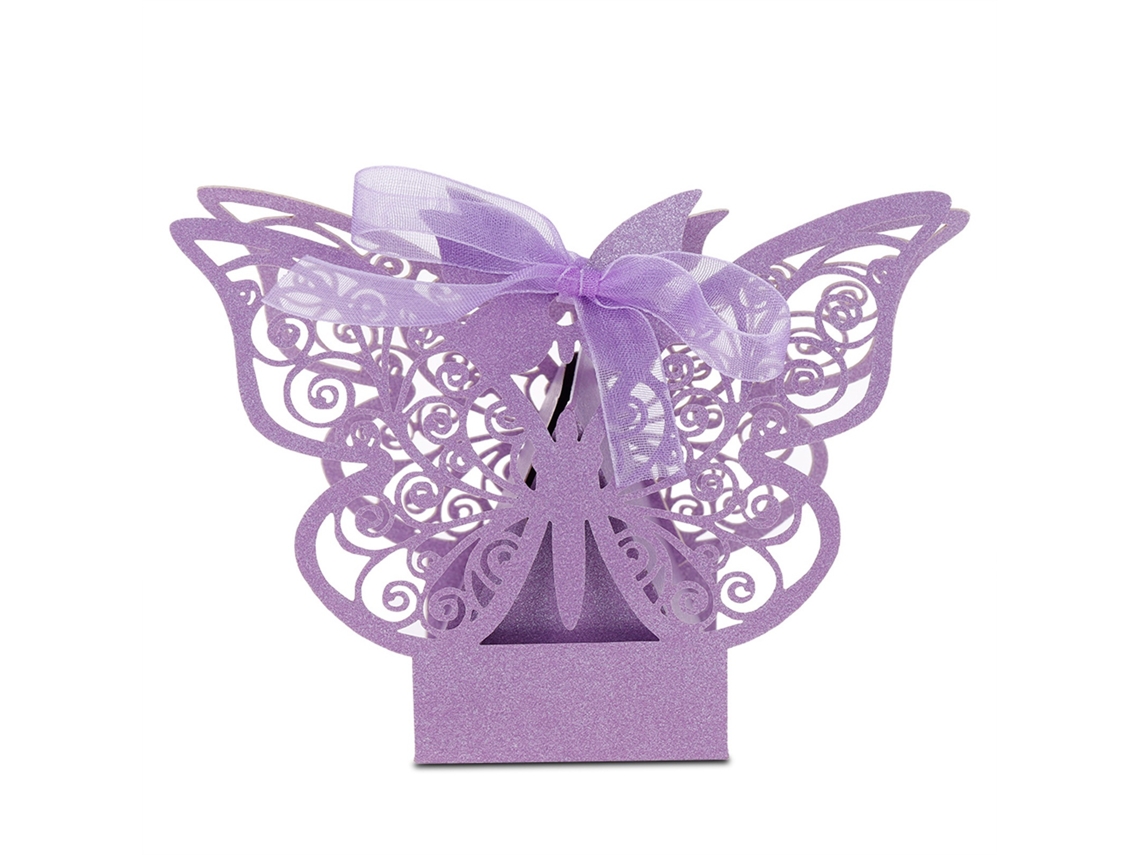 100 Cajas De Bombones Con Diseño De Mariposas Moradas Claras Para Recuerdos De Boda, Decoración Para Bodas, Cumpleaños