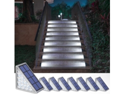 Juego De 8 Lámparas Solares Para Escaleras, Peldaños, Terraza, Camino, Porche, Puerta Principal, Pasillo - Blanco Frío