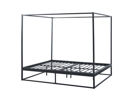 Cama con Dosel Kristianstad [ES.CASA] Metal Negro (206x165x180cm)