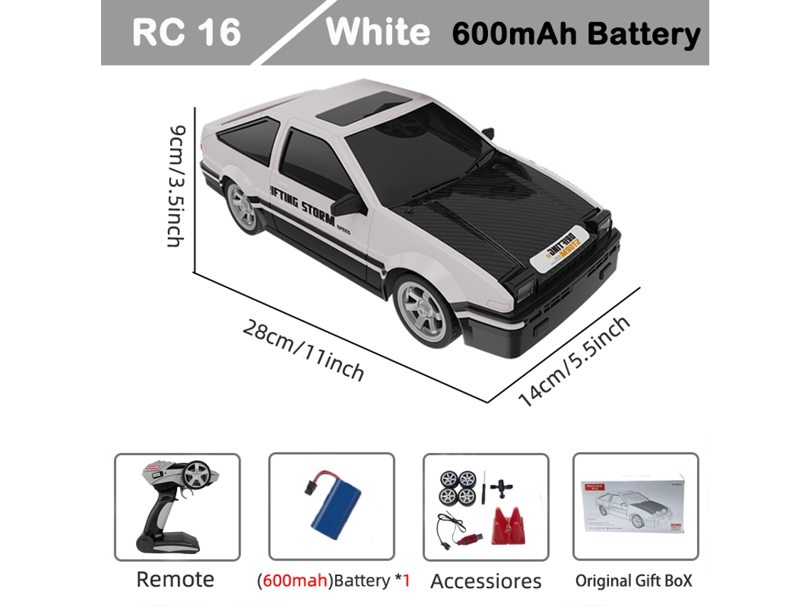 Coche de derrape RC Ae86 1/16 con tracción 4x4 de 2,4 G, 30 km/h, luces delanteras, modelo deportivo eléctrico de alta velocidad. Aeuzwr