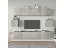 Pack Muebles de Armario Tv 6 Pzs Madera Procesada Gris Cemento