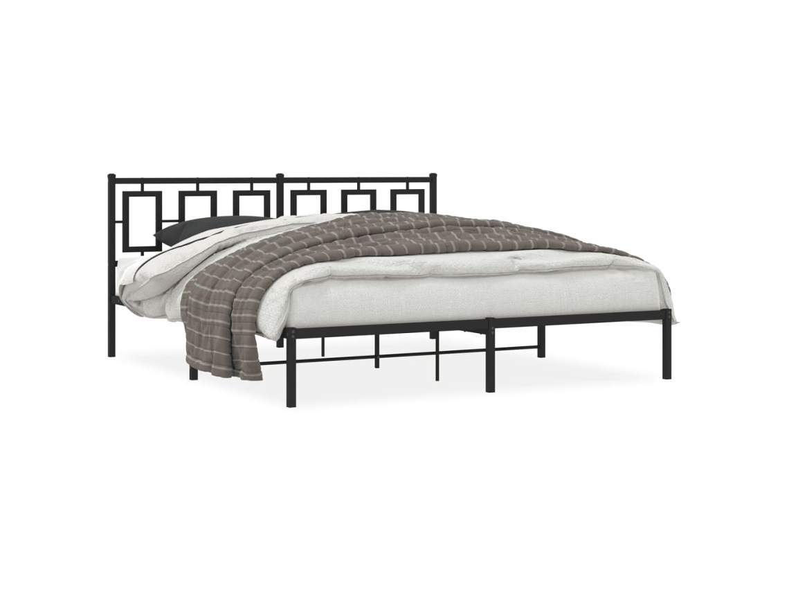 Maison Exclusive - Estructura Cama Sin Colchón Con Cabecero Metal Negro 183x213 Cm
