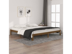 Estructura Cama Sin Colchón Madera Pino Marrón Miel 200x200 Cm