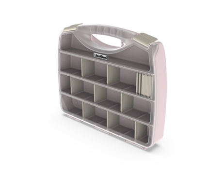 PLASTIKEN Titanium - Maletín Organizador de 32 cm con 18 Divisores Adaptables. Rosa