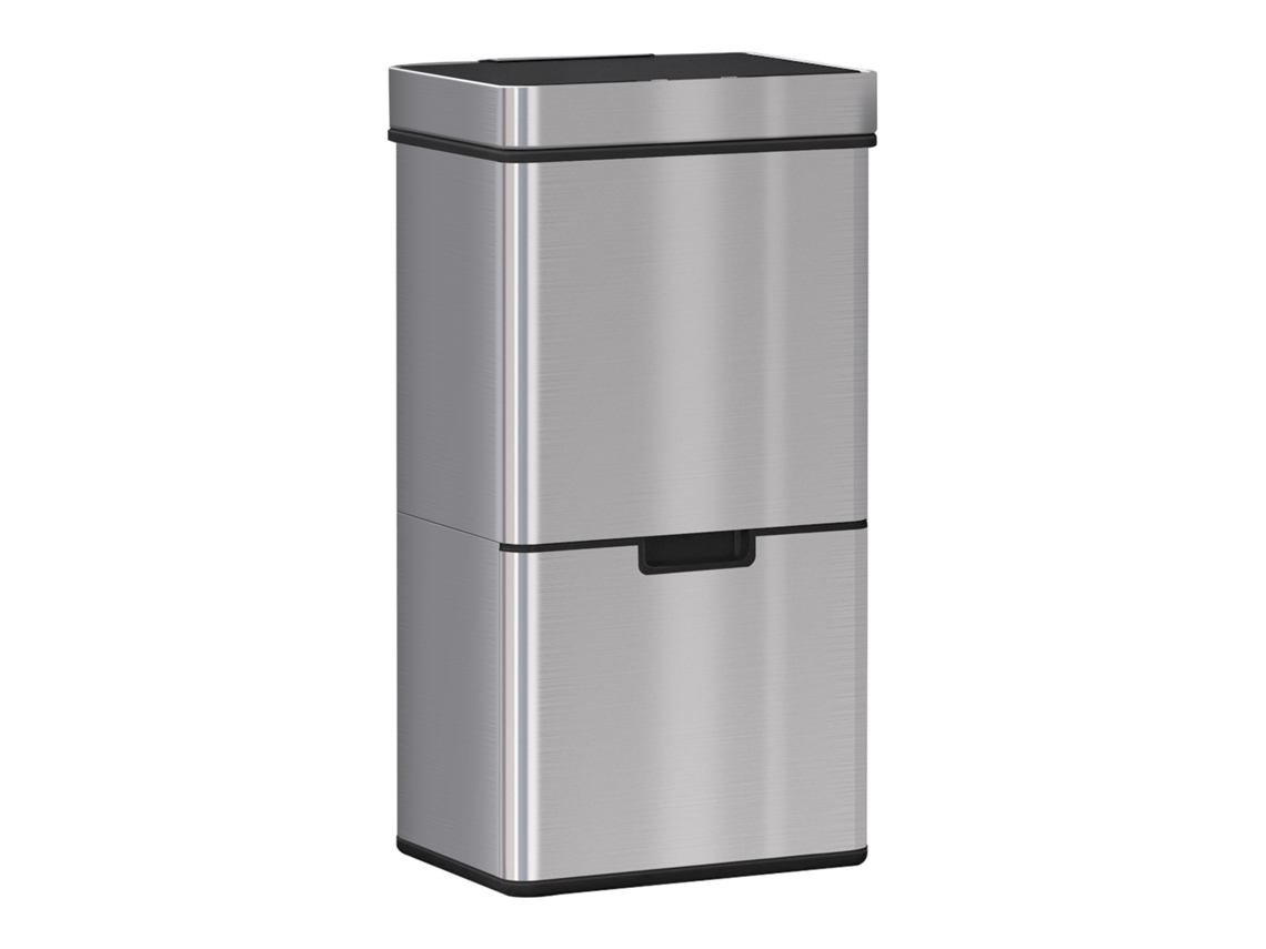 Cubo De Basura De Cocina De 72 Litros Con Sensor De Movimiento Y 3 Compartimentos, Color Gris.