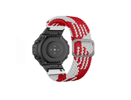 Correa Smartwatch para Amazfit T-Rex / T-Rex Pro / Ares Nylon Trenzado con Hebilla Ajustable (Rojo Blanco)