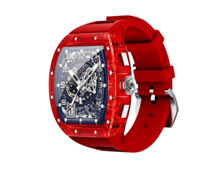 Smartwatch OHPA WS6 espelho transparente shell superfície gradiente NFC frequência cardíaca ao ar livre movimento vermelho
