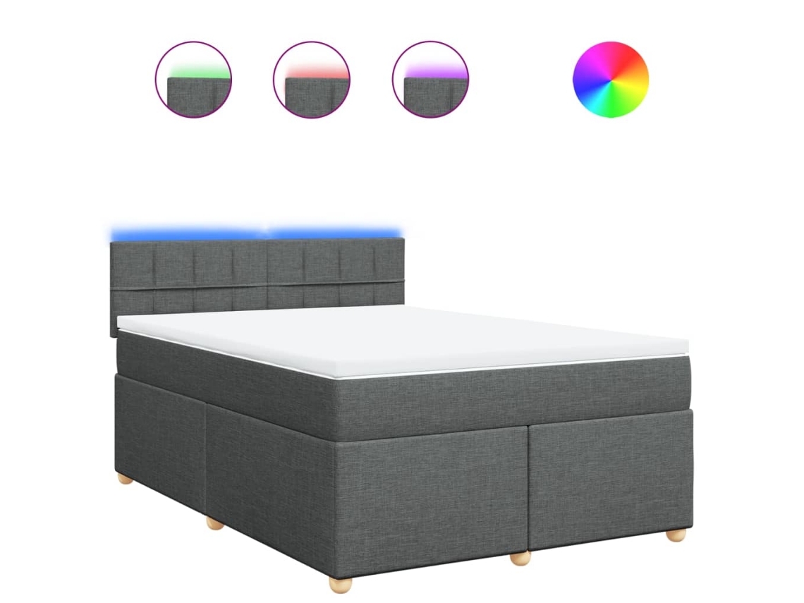 Cama Box Spring VIDAXL Gris Tela (140x200cm)