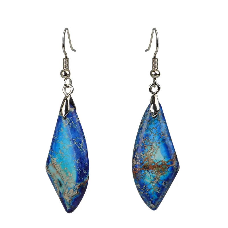 Pendientes Colgantes De Jade De Estilo Bohemio Para Mujer, Piedra Preciosa Natural, Pendientes En Forma De Abanico.