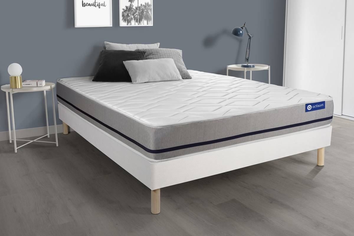 Conjunto de Somier Blanco + Colchón ACTISOM Actiflex Soft (135x200 cm - Muelles Ensacados)