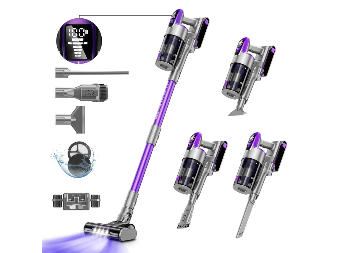 Aspiradora Vertical Redkey X18, 50 Kpa-500 W-65 Min-1,6 L-antienredos-iluminación Led, Limpieza Potente De Pelos De Mascotas, Alfombras Y Suelos Duros
