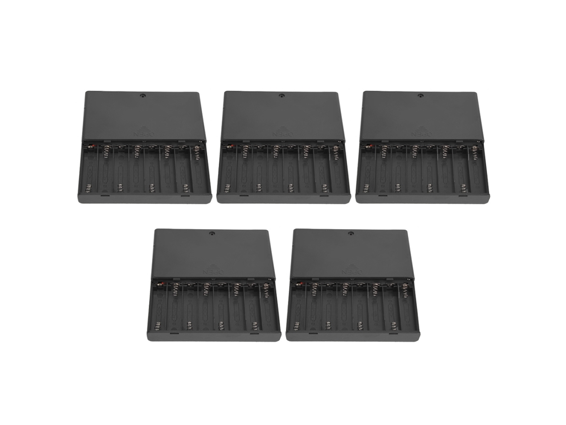Caja Portapilas 5pcs Aa 8 Baterías 12v Con Tapa Interruptor On/off Cable Lead8aa