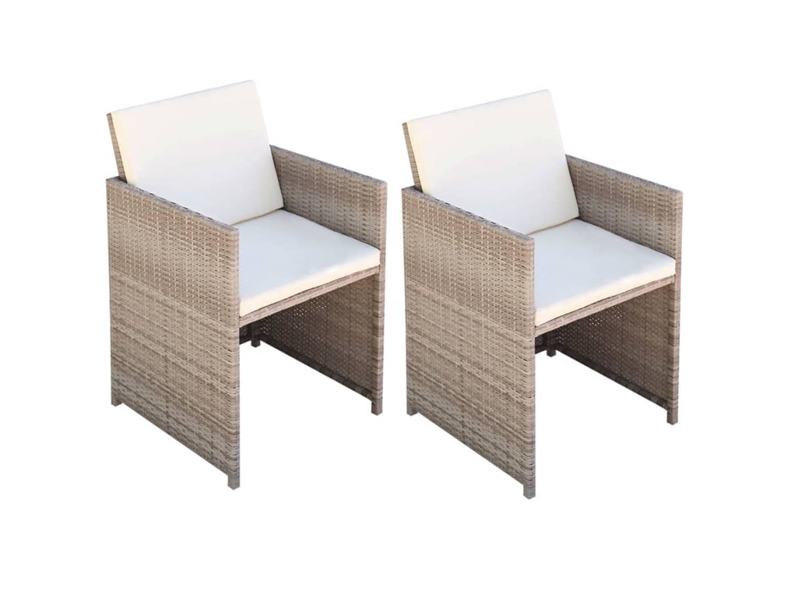 Sillas de jardín de dos piezas DKD Home Decor con cojines y almohadas en ratán beige