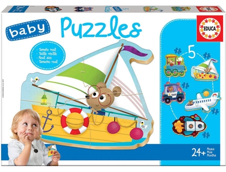 Puzzle EDUCA 5 Baby Puzzles Vehículos 2 (Edad Mínima: 2 Años - 3-5 Piezas)