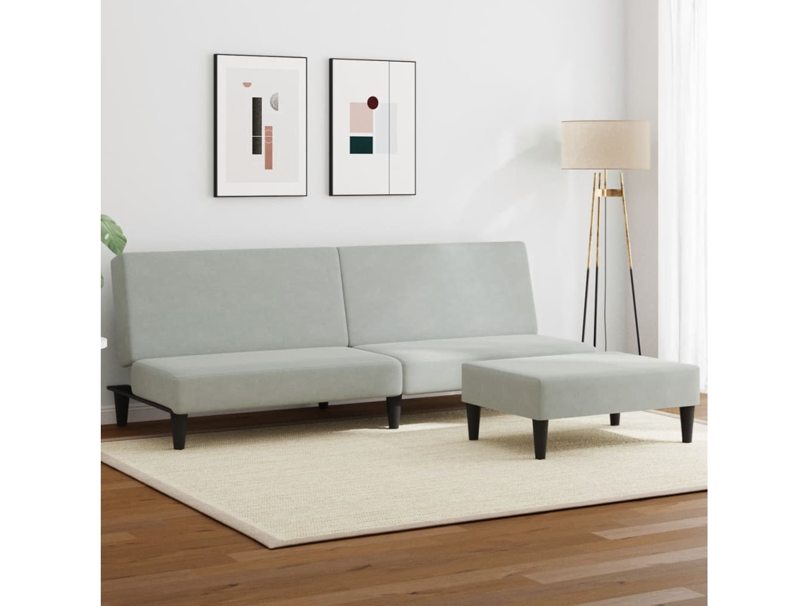 Sofá Cama Con Pies Moderno Lovely Home Madera Terciopelo Gris (200x84.5x69cm)