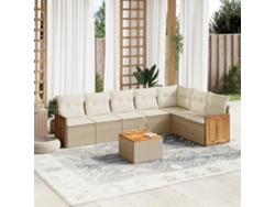Conjunto de sofá de jardín con cojines, mimbre beige PE Dkd Home Decor