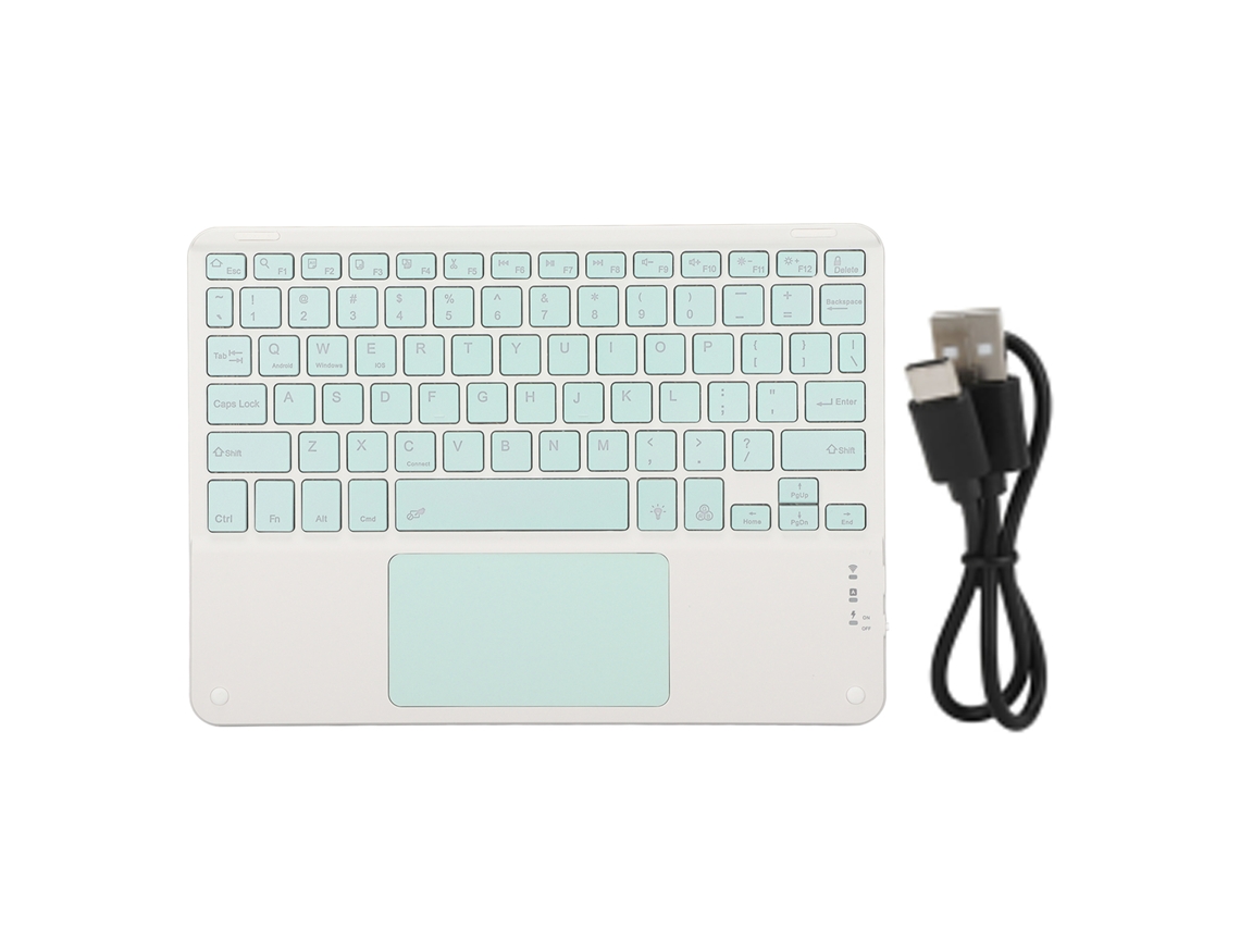 Baoj-2026novoteclado Com Touchpad Sem Fio Rgb De 10 Polegadas Ciano