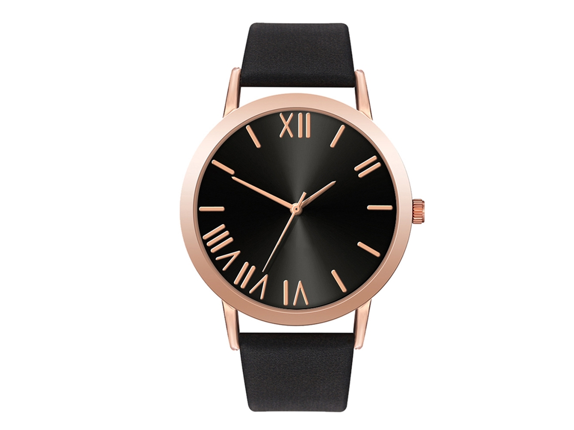 Reloj De Pulsera Analógico Unisex Con Pantalla Redonda Y Movimiento De Cuarzo (negro)