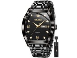 Reloj De Cuarzo Masculino Diamante Esfera Grande Fácil De Leer Negocios Casual Acero Inoxidable Reloj De Fecha Impermeable Negroyuysan