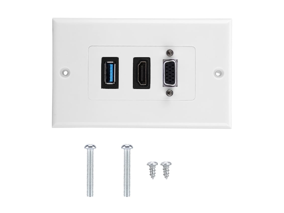 Adaptador De Panel De Montaje En Pared Para Ee. Uu. Con 3 Puertos Vga, Hdmi Y Usb 3.0 Para Diferentes Aplicações E Usos