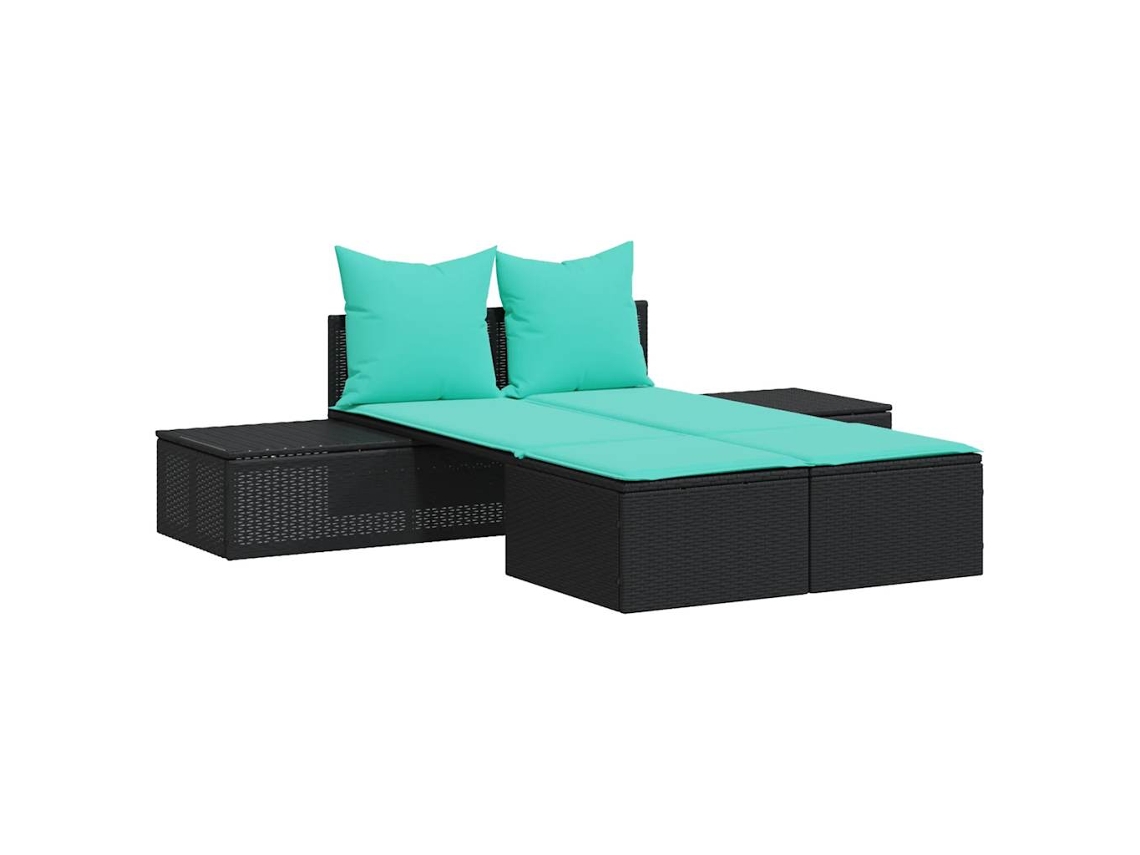 Maison Exclusive - Tumbona Doble Con Cojines, Poliratán Negro