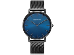 Reloj De Acero Inoxidable Para Hombre Con Correa De Malla Y Esfera Redonda Azul