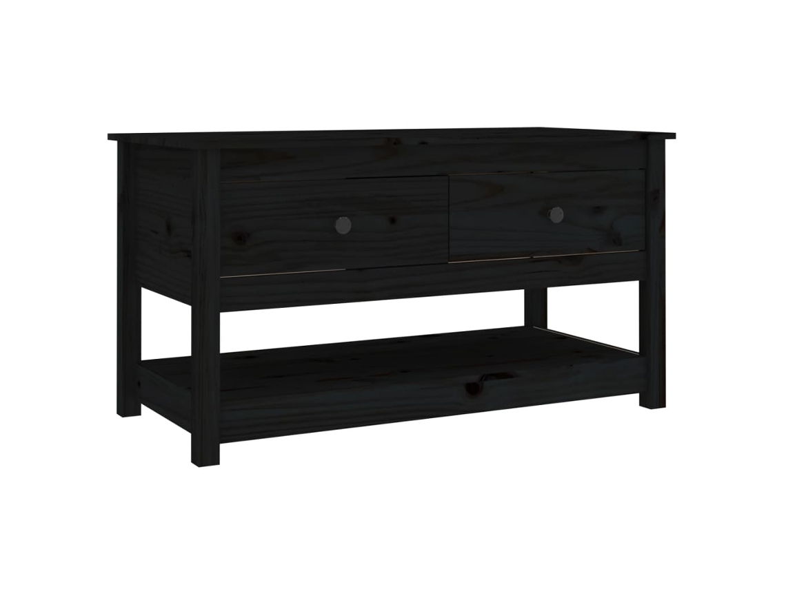 Maison Exclusive - Mesa De Centro De Madera Maciza De Pino Negro 102x49x55 Cm