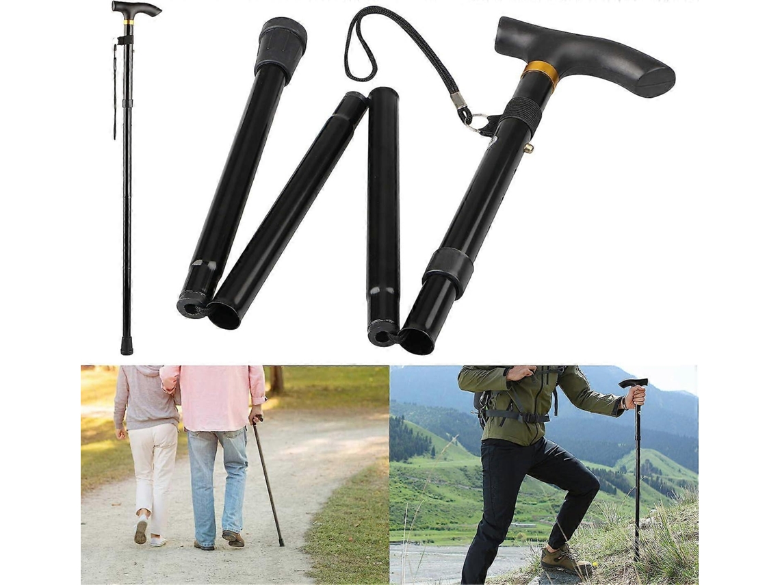 Bastón plegable de 4 pulgadas y bastón plegable ajustable de metal de aluminio ligero.