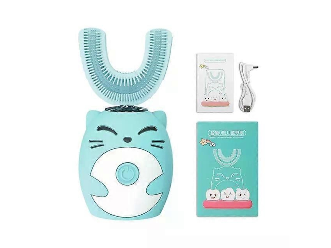Cepillo de dientes eléctrico infantil automático USB de 360 ​​grados con limpieza inteligente en forma de U y mango de silicona GOKOCO