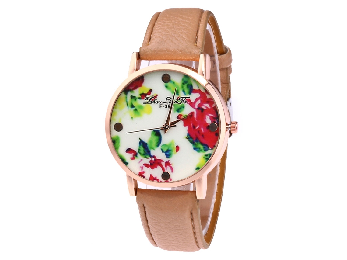 Elegante Reloj De Pulsera De Cuarzo Para Hombre Y Mujer, Color Marrón Claro.