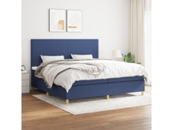Cama Box Spring Con Colchón Tela Azul 200x200 Cm