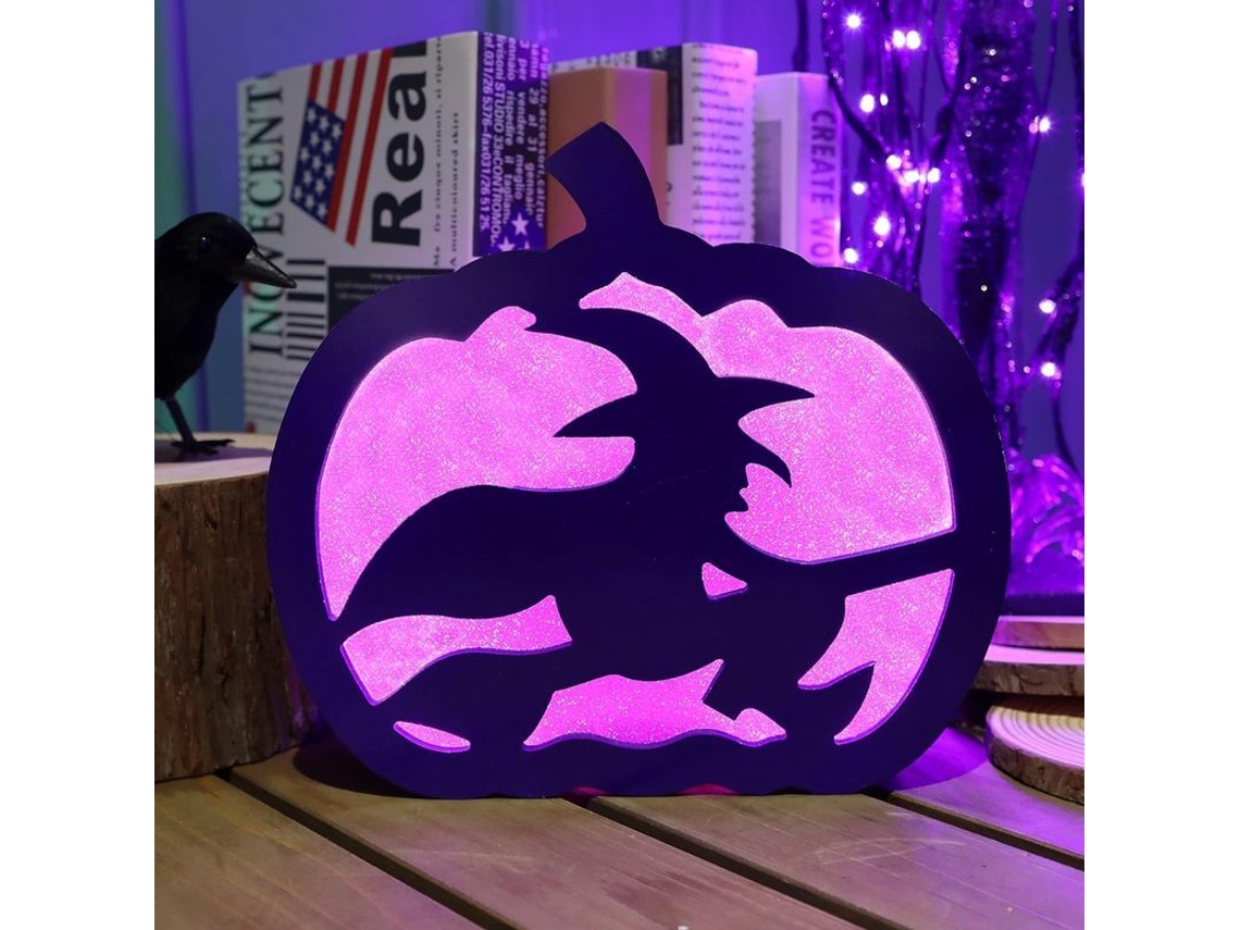 Decoração De Halloween Caixa De Sombras Abóbora Iluminada Jack-o'-lantern De Duas Faces Para Mesa
