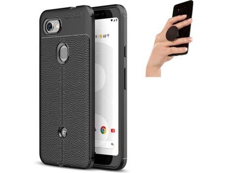 Carcasa y Popsocket Google Pixel 3A Rugged Leather Negro