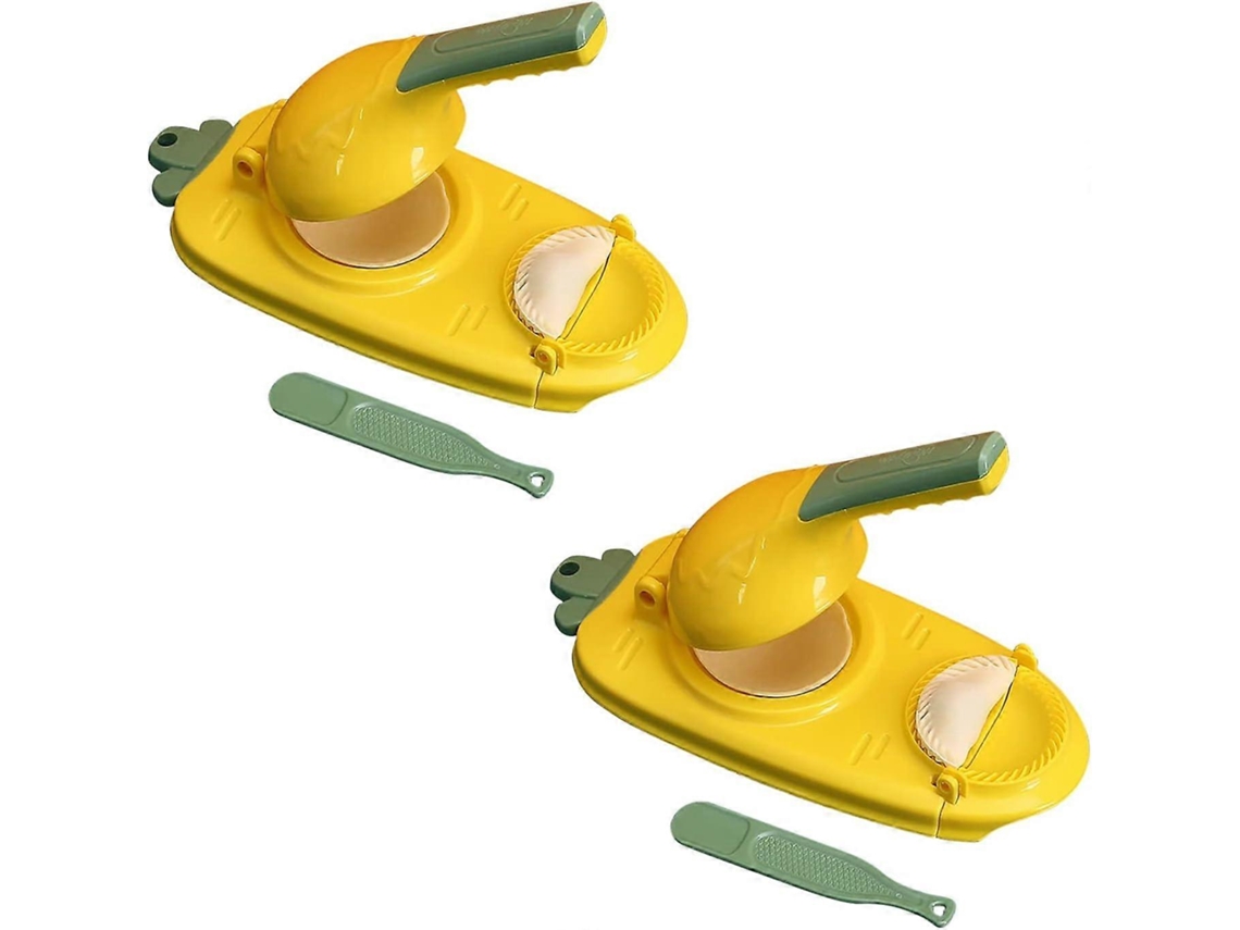 Máquina para hacer empanadas 2 en 1: amarilla y rosa. Facilita la preparación de la masa gracias a su material PP apto para uso alimentario (2 unidades).