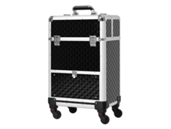 Maletín De Maquillaje Profesional Con Cajón Y Ruedas Para Viajes Y Trabajo, 34x25x62cm, Negro.