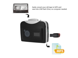 Convertidor De Casete A Mp3, Grabador Independiente, Guarda En Unidad Usb, Con Auriculares, Negro.