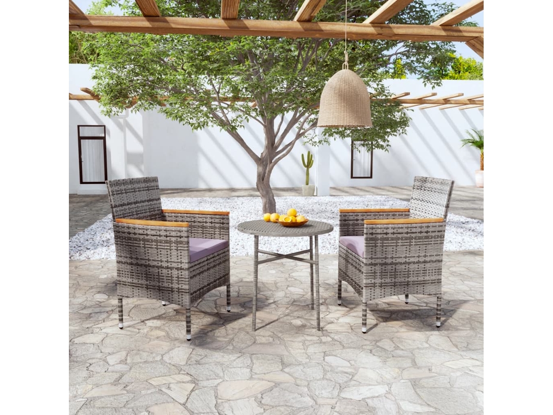 Juego de comedor de jardín de 3 piezas DKD Home Decor en mimbre gris PE