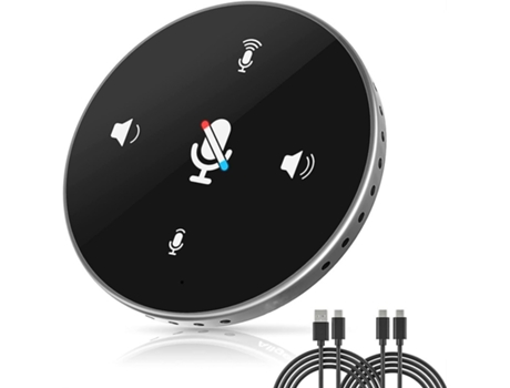 Micrófono USB para PC para reuniones Micrófono para reuniones con pantalla LED omnidireccional 360/botón de silencio Micrófono de escritorio para Z...