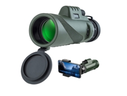 Telescopio monocular de alta definición Yizhood de doble enfoque HD con soporte para smartphone y trípode (verde)