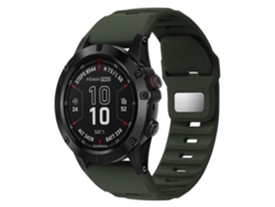 Bracelete Para Garmin Fenix 7x / 7x Pro - Silicone - Estampa Rugosa - Liberação Rápida Verde Exército