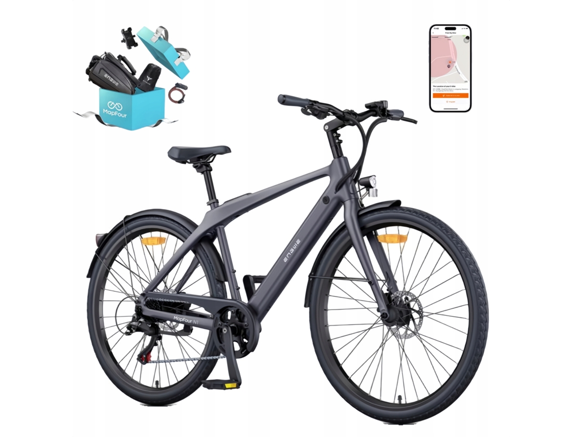 Bicicleta eléctrica urbana ultraligera Engwe N1 Air con frenos hidráulicos, versión de 250 W, fibra de carbono, batería Samsung, autonomía de 100 km, GPS