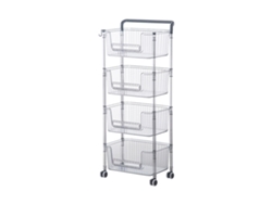 Carrito de almacenamiento con ruedas, estable, elegante, multifuncional, resistente, móvil, organizador de almacenamiento, carrito para el hogar, 4 niveles