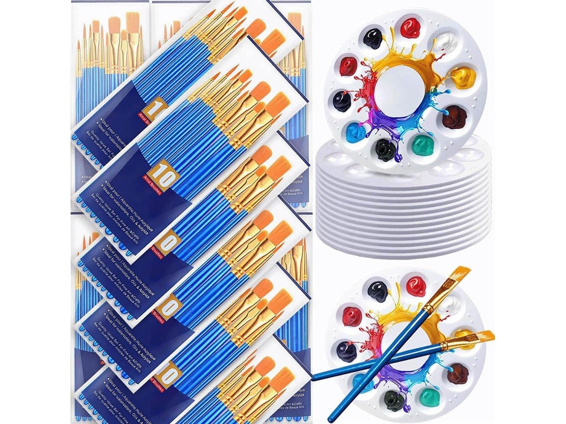 Juego De 264 Pinceles Y Paletas, Lote 24 (240 Piezas), Bandejas Para Pintura