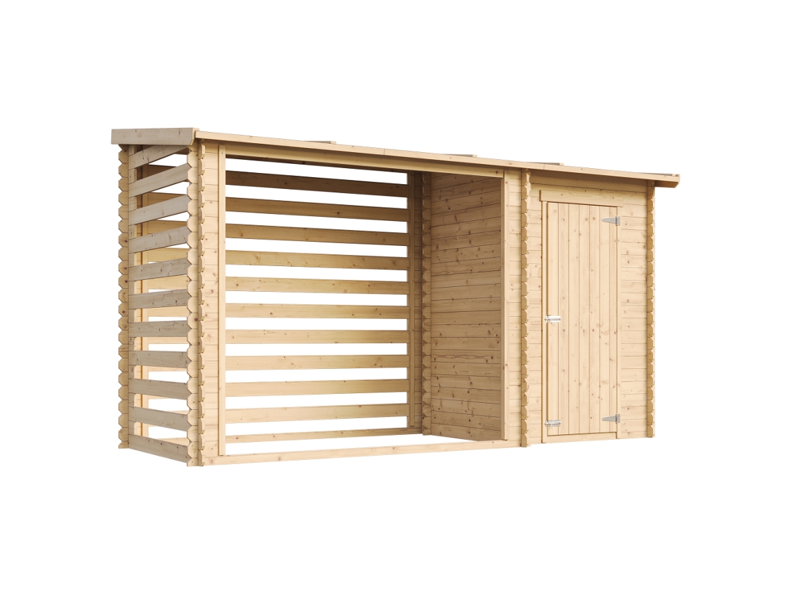 Refugio para Leña TIMBELA y Leñero M205 de Madera (3,8 M3 - 199 x 348 x 146 cm)