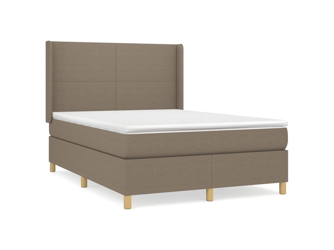 Maison Exclusive - Cama Box Spring Con Colchón Tela Gris Taupe 140x190 Cm