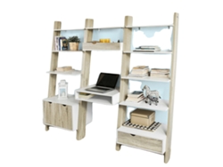 Estantería, estante de pared con mesa integrada, diseño que ahorra espacio, multiusos