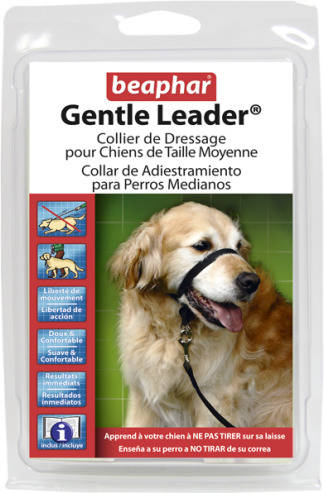 Beaphar Gentle Leader negro perro mediano correa adiestramiento collar antitirones aju para porte